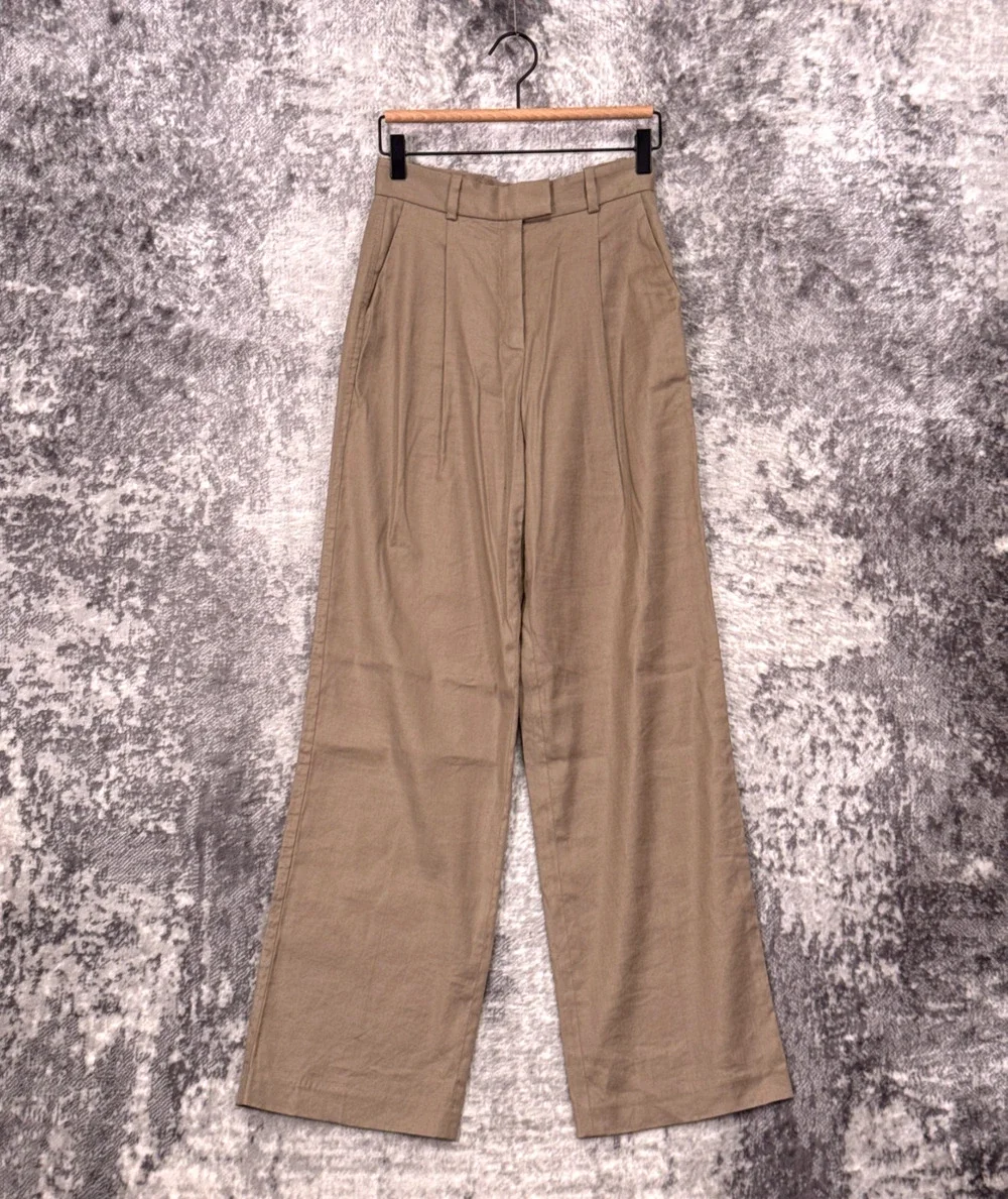 Aritzia Pants 2 Womens Babaton Linen Twill Pleated Trouser Effortless